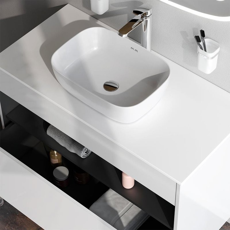 Тумба с раковиной AM.PM Func 100 белый глянец, со столешницей, раковина M8FWCC10450WG