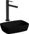 Мебель для ванной STWORKI Ольборг 60 столешница дуб карпентер, без отверстий, с тумбой 80, с раковиной Vitra Shift черной