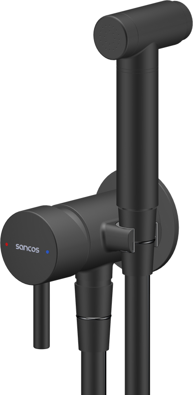 Гигиенический душ Sancos Atom SC2001MB со смесителем, С ВНУТРЕННЕЙ ЧАСТЬЮ, черный матовый