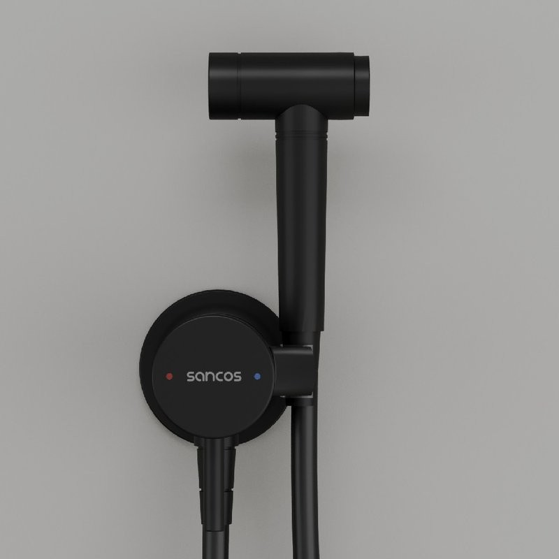 Гигиенический душ Sancos Atom SC2001MB со смесителем, С ВНУТРЕННЕЙ ЧАСТЬЮ, черный матовый