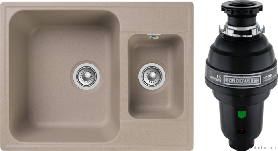 Комплект Мойка GranFest Quarz Z09 песок + Измельчитель Bone Crusher BC 1000-AS