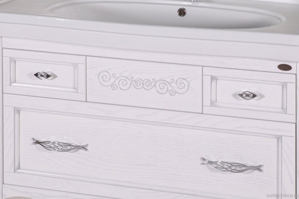 Мебель для ванной комнаты ASB-Woodline Модерн 105 белая, патина серебро