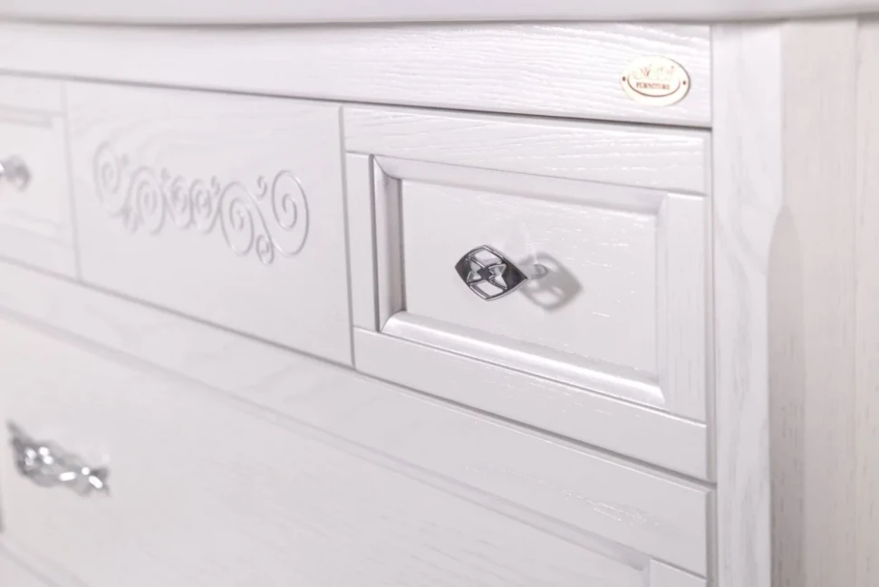 Мебель для ванной комнаты ASB-Woodline Модерн 105 белая, патина серебро