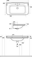 Раковина Kerasan Waldorf 4142 с 3 отверстиями, с пьедесталом