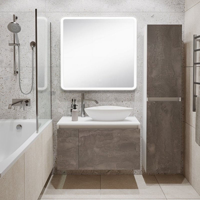 Тумба под раковину без столешницы Runo Бари 80 железный камень