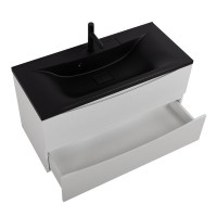 Мебель для ванной комнаты BelBagno Marino 100 подвесная, bianco opaco, черная раовина