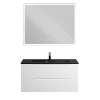 Мебель для ванной комнаты BelBagno Marino 100 подвесная, bianco opaco, черная раовина