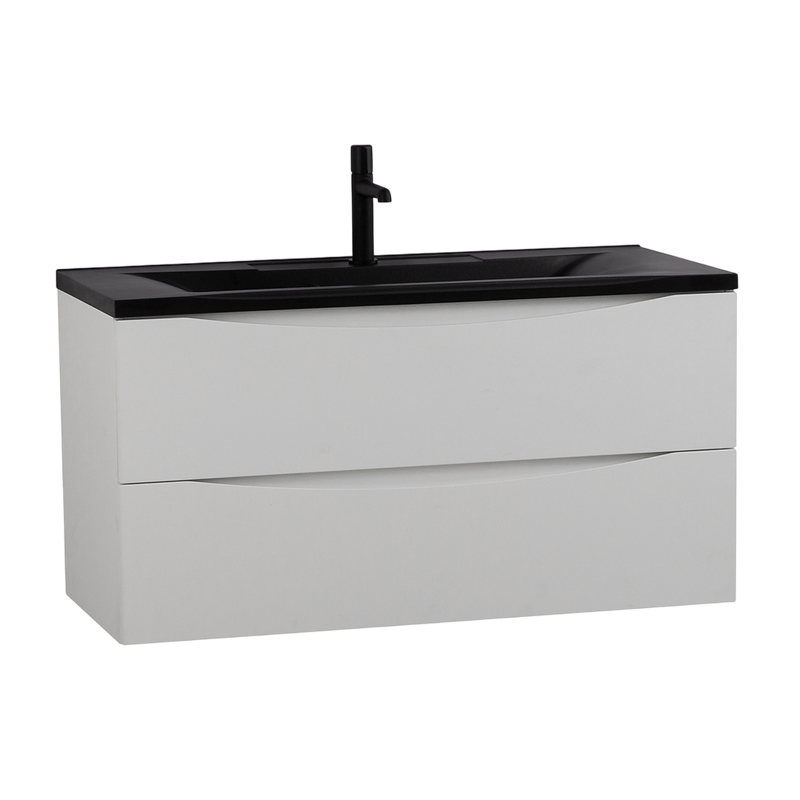 Мебель для ванной комнаты BelBagno Marino 100 подвесная, bianco opaco, черная раовина