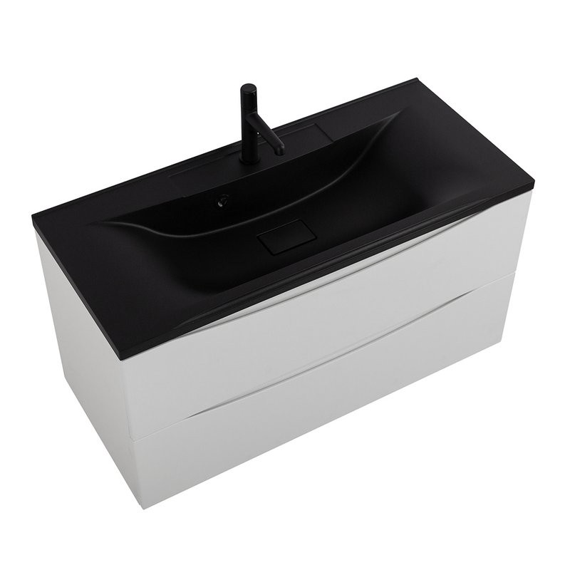 Мебель для ванной комнаты BelBagno Marino 100 подвесная, bianco opaco, черная раовина