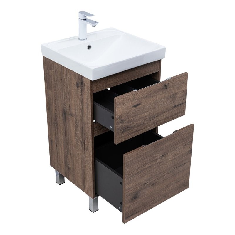 Тумба под раковину Aquanet Алвита New 50 напольная, дуб веллингтон табак