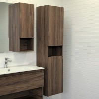 Шкаф пенал для ванной Comforty Бордо 40 дуб тёмно-коричневый