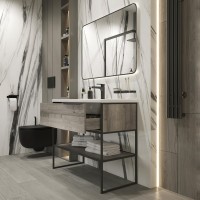 Тумба с раковиной STWORKI Брамминг 100 напольная, дуб шерман серый