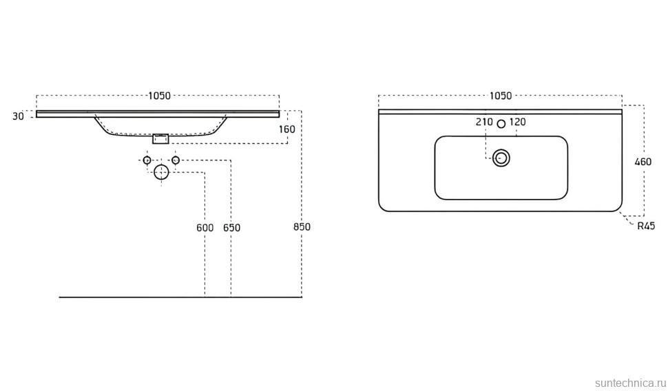 Мебель для ванной комнаты Alavann Wave 105 подвесная, голубой деним