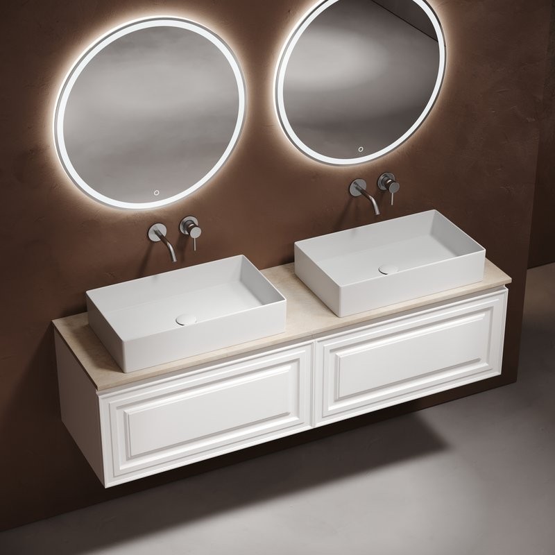 Мебель для ванной комнаты Sancos Very 160 bianco, столешница бежевая TT160A2, раковина CN6070