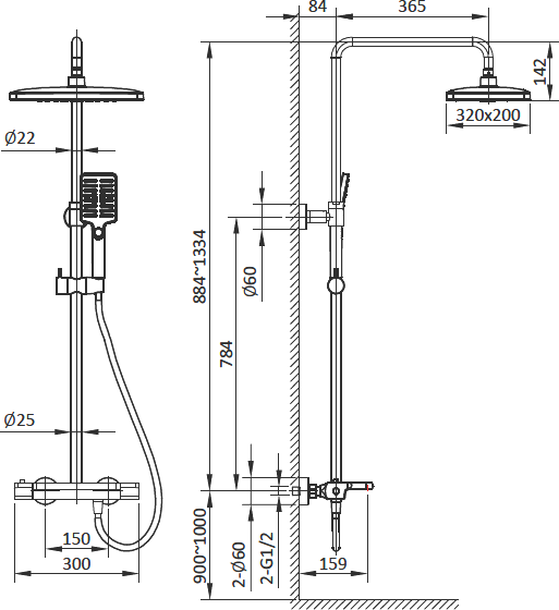 Душевая стойка AltroBagno Lamberto AltroBagnoLamberto030418MB матовая черная