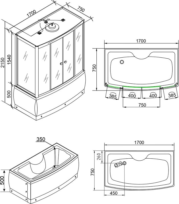 Душевой бокс Grossberg PB 170