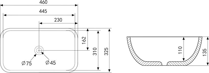 Накладная раковина Abber Rechteck AC2200MB матовая черная