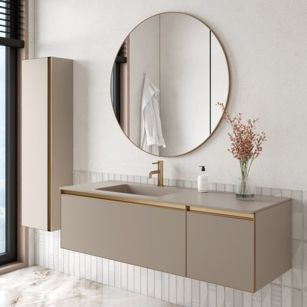 Мебель для ванной комнаты Armadi Art Quatro 2 140 daphne, профиль matt gold, с раковиной daphne