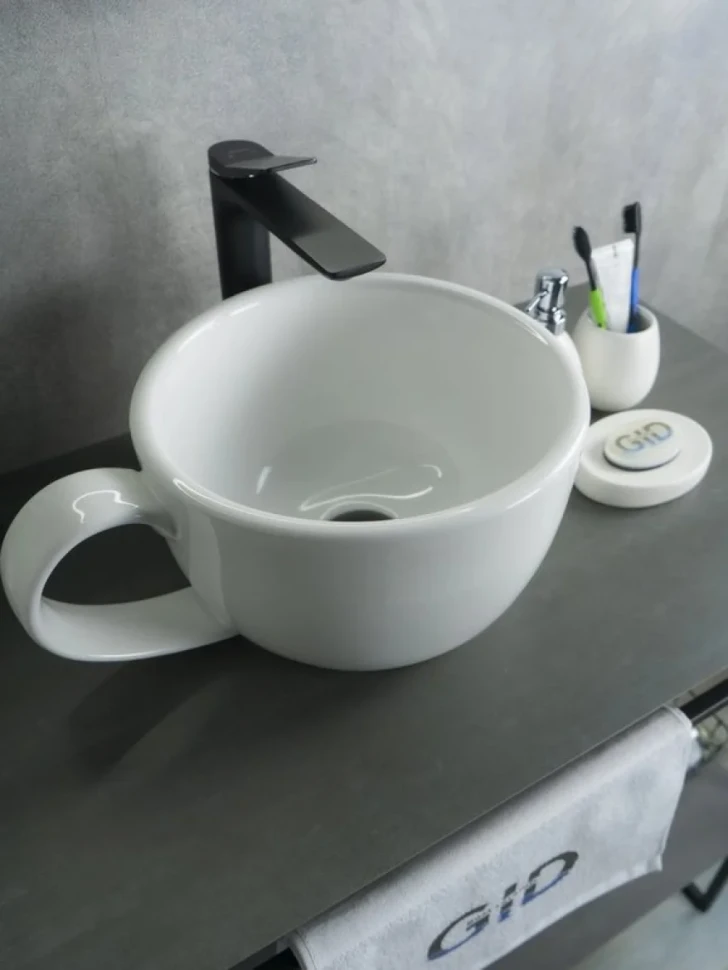 Накладная раковина GID Creativo N9055 40 глянцевая белая, круглая, фаянс