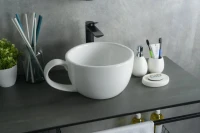 Накладная раковина GID Creativo N9055 40 глянцевая белая, круглая, фаянс