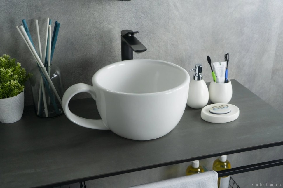 Накладная раковина GID Creativo N9055 40 глянцевая белая, круглая, фаянс