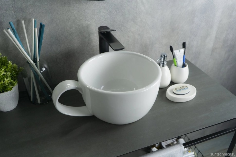 Накладная раковина GID Creativo N9055 40 глянцевая белая, круглая, фаянс