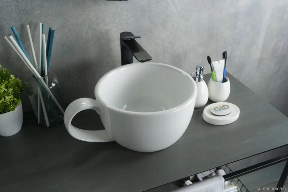 Накладная раковина GID Creativo N9055 40 глянцевая белая, круглая, фаянс
