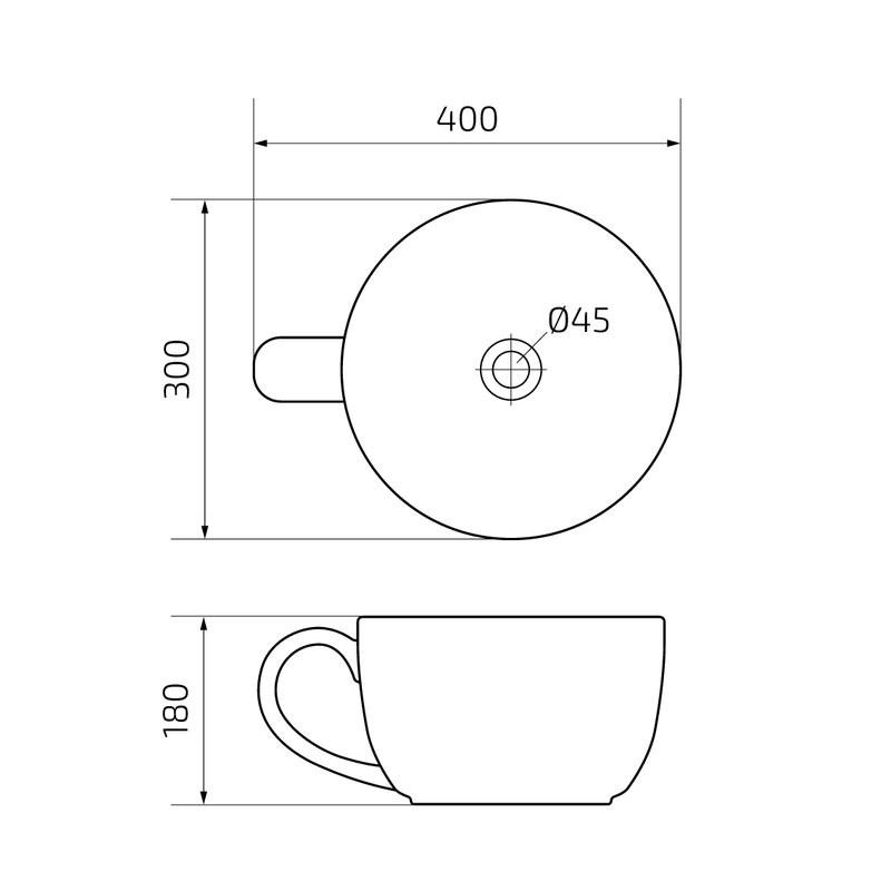 Накладная раковина GID Creativo N9055 40 глянцевая белая, круглая, фаянс