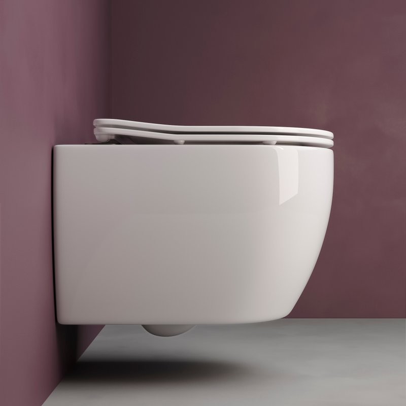 Комплект Унитаз подвесной Ceramicanova Play CN3001 с микролифтом, безободковый + Инсталляция VitrA V-Fix Core 732-5800-01 с кнопкой смыва Root R 740-2280 хром