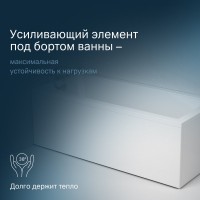 Акриловая ванна AM.PM Gem W90A 170x75 см, пристенная, белая, с каркасом
