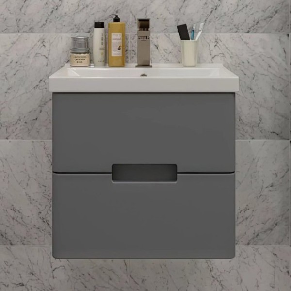 Тумба с раковиной SanStar Noche 50 подвесная, графит софт, раковина Фест