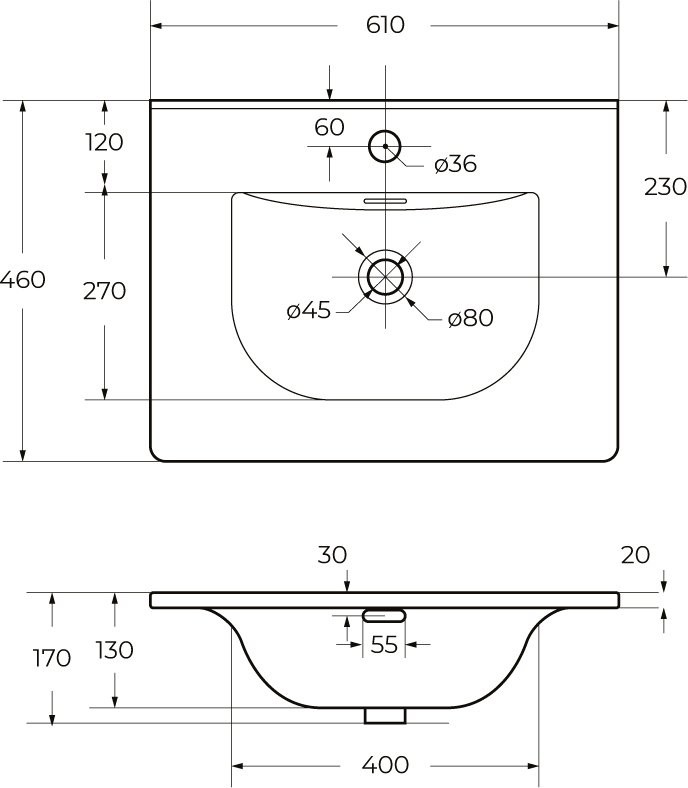 Мебельная раковина BelBagno BB-8099-60 глянцевая белая