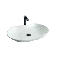 Накладная раковина GID Lago N9175 67 глянцевая белая, овальная, фаянс
