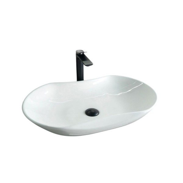 Накладная раковина GID Lago N9175 67 глянцевая белая, овальная, фаянс