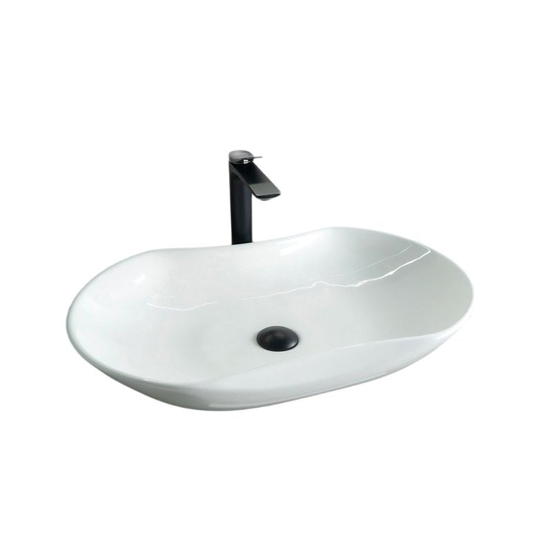 Накладная раковина GID Lago N9175 67 глянцевая белая, овальная, фаянс