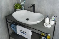 Накладная раковина GID Lago N9175 67 глянцевая белая, овальная, фаянс