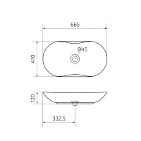 Накладная раковина GID Lago N9175 67 глянцевая белая, овальная, фаянс