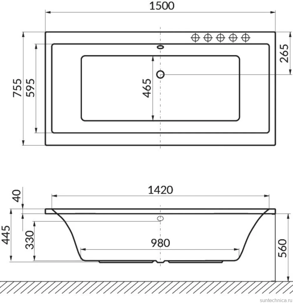 Акриловая ванна Excellent Pryzmat WAEX.PRY15.SOFT 150x75 см, встраиваемая, с гидромассажем, белая, с каркасом, со сливом-переливом