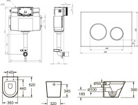 Комплект Lavinia Boho Унитаз приставной Biore 33044050 + Крышка-сиденье Biore 33290410 с микролифтом + Бачок скрытого монтажа RelFix 38020010 + Кнопка RelFix 38050804 + Дозатор RelFix 38040010