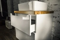 Мебель для ванной комнаты Jorno Wood 80, белая, светлая столешница