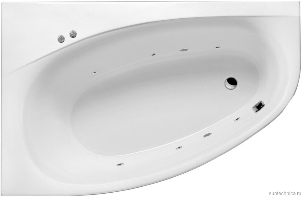 Акриловая ванна Excellent Kameleon WAEX.KML17.SOFT L 170x110 см, угловая, левая, пристенная, с гидромассажем, белая, асимметричная, с каркасом, со сливом-переливом