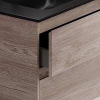 Мебель для ванной комнаты Sancos Libra 90 дуб галифакс натуральный, черная раковина CN7002MB