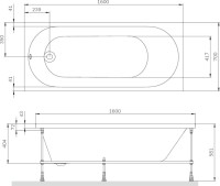 Акриловая ванна AM.PM X-Joy W94A 160x70 см, пристенная, белая, с каркасом