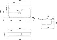 Раковина подвесная Abber Stein AS2652-0.8 80 матовая белая, прямоугольная, искусственный камень