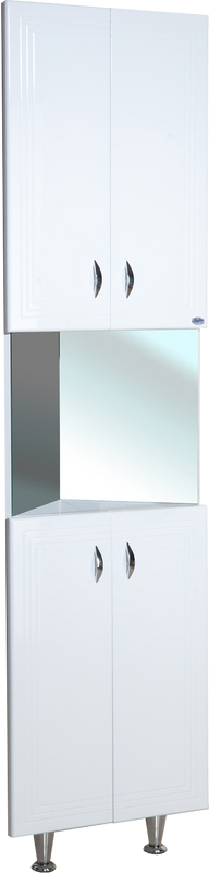 Шкаф пенал для ванной с зеркалом Bellezza Тина угловой белый