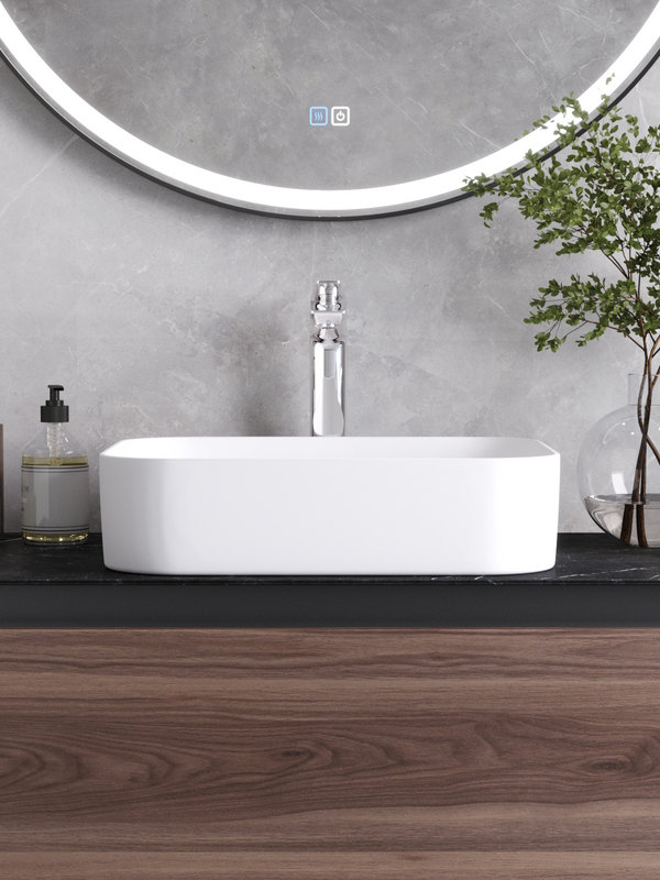 Накладная раковина Cezares 45 глянцевая белая, прямоугольная, фаянс