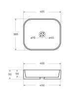 Накладная раковина Cezares 45 глянцевая белая, прямоугольная, фаянс