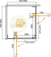 Душевой уголок Cezares Slider A 2 70/80 C Cr профиль хром, стекло прозрачное