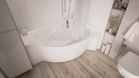 Акриловая ванна Marka One Ergonomika R 175x110 см, угловая, правая, пристенная, белая, асимметричная, с каркасом