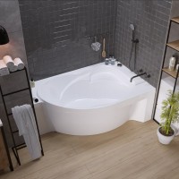 Акриловая ванна Marka One Ergonomika R 175x110 см, угловая, правая, пристенная, белая, асимметричная, с каркасом